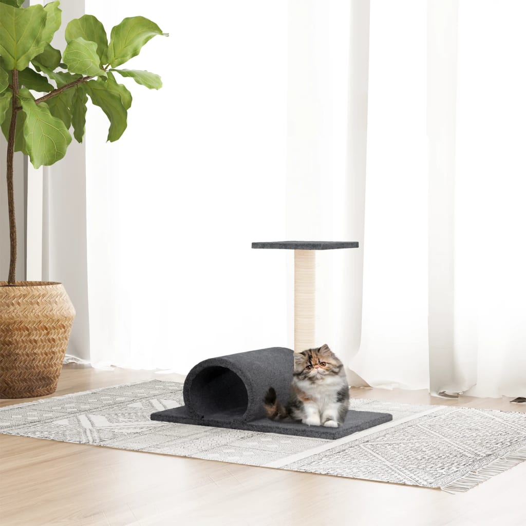 Vidaxl cat furniture with tunnel 60x34.5x50 cm dark gray