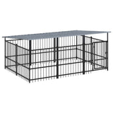 VidaXL dog kennel with roof 5.63 m² steel