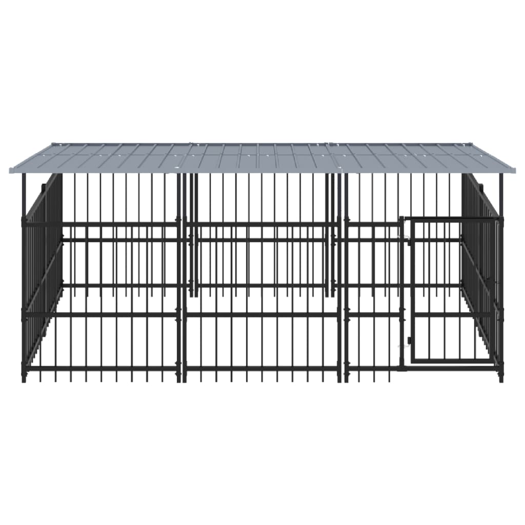 VidaXL dog kennel with roof 5.63 m² steel