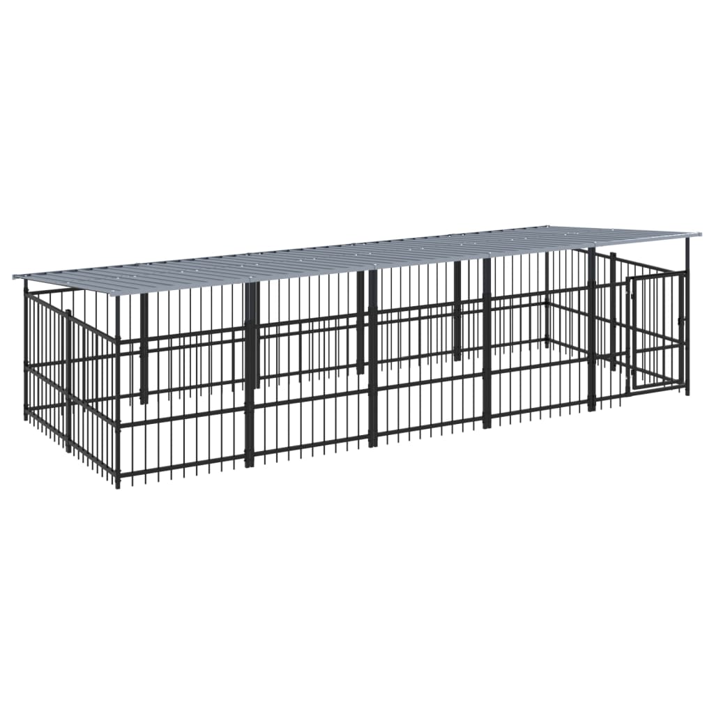 VidaXL dog kennel with roof 9.38 m² steel