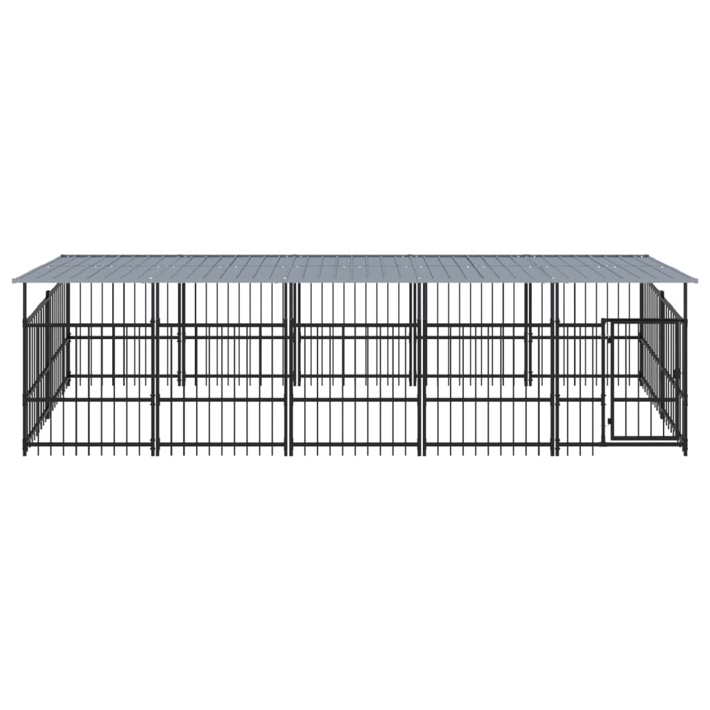 VidaXL dog kennel with roof 9.38 m² steel