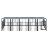 VidaXL dog kennel with roof 9.38 m² steel