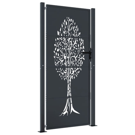 VidaXL Poort 105x205 cm met boomontwerp staal antracietkleurig