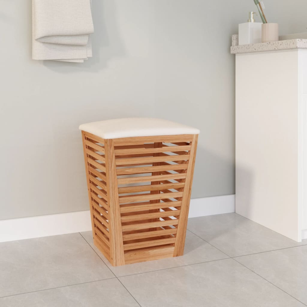 Tabouret de salle de bain vidaxl 40.5x40.5x56 cm en bois de noyer massif