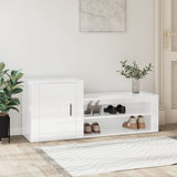 VidaXL shoe cabinet 130x35x54 cm processed wood high gloss white