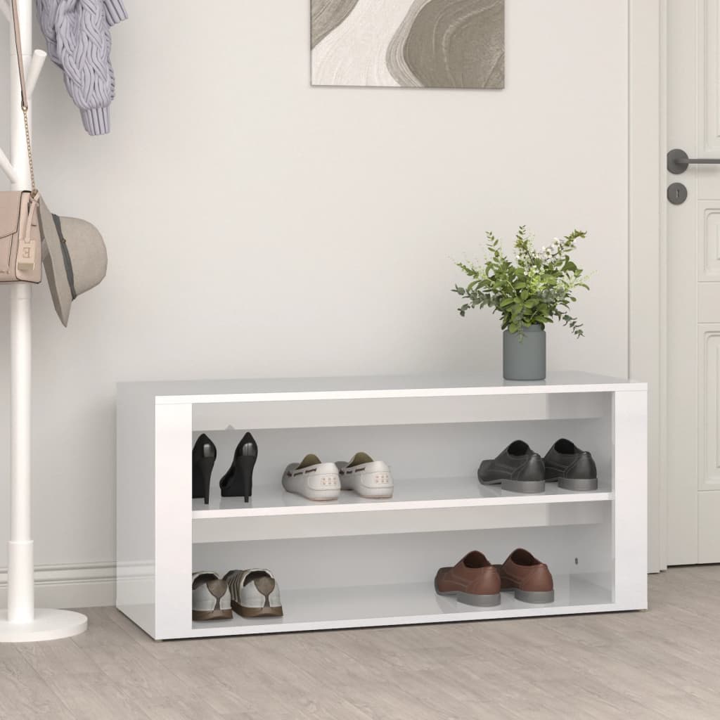 Schermo per scarpe Vidaxl 100x35x45 cm Bianco di legno trasformato in legno