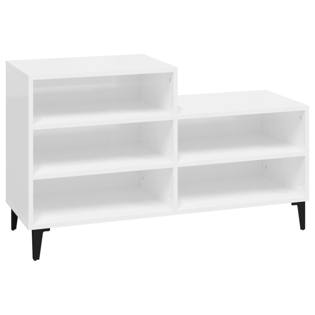 Vidaxl Cabinet da scarpe 102x36x60 cm Bianco lucido in legno trasformato