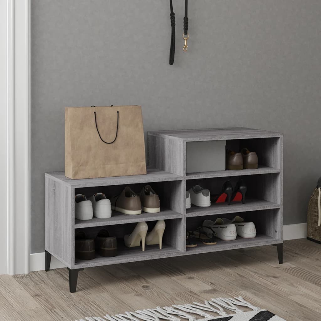 VIDAXL -Schuhschrank 102x36x60 cm propertiertes Holz Sonoma Grey