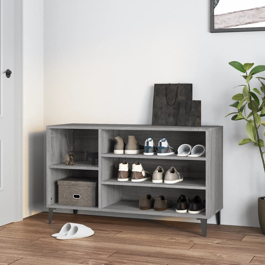 Gabinete de zapatos Vidaxl 102x36x60 cm de madera propiedad Sonoma gris