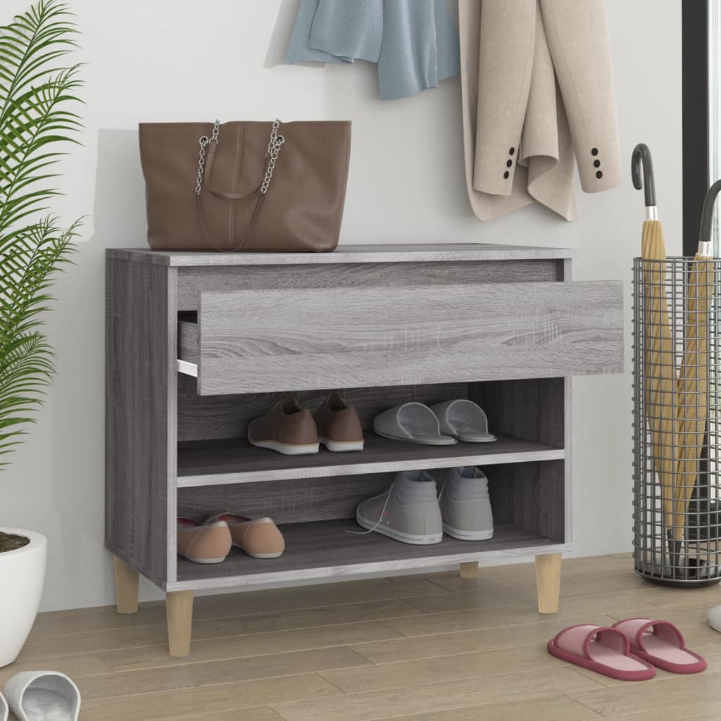 Gabinete de zapatos Vidaxl 70x36x60 cm de madera propiedad Sonoma gris