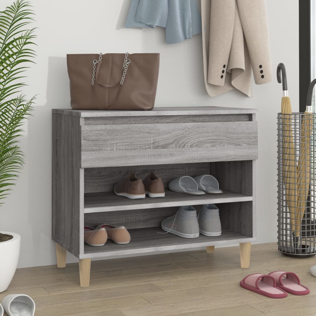 Gabinete de zapatos Vidaxl 70x36x60 cm de madera propiedad Sonoma gris