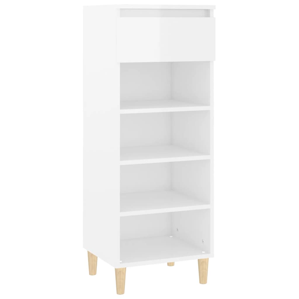 Gabinete de zapatos Vidaxl 40x36x105 cm de madera procesada de alto brillo blanco