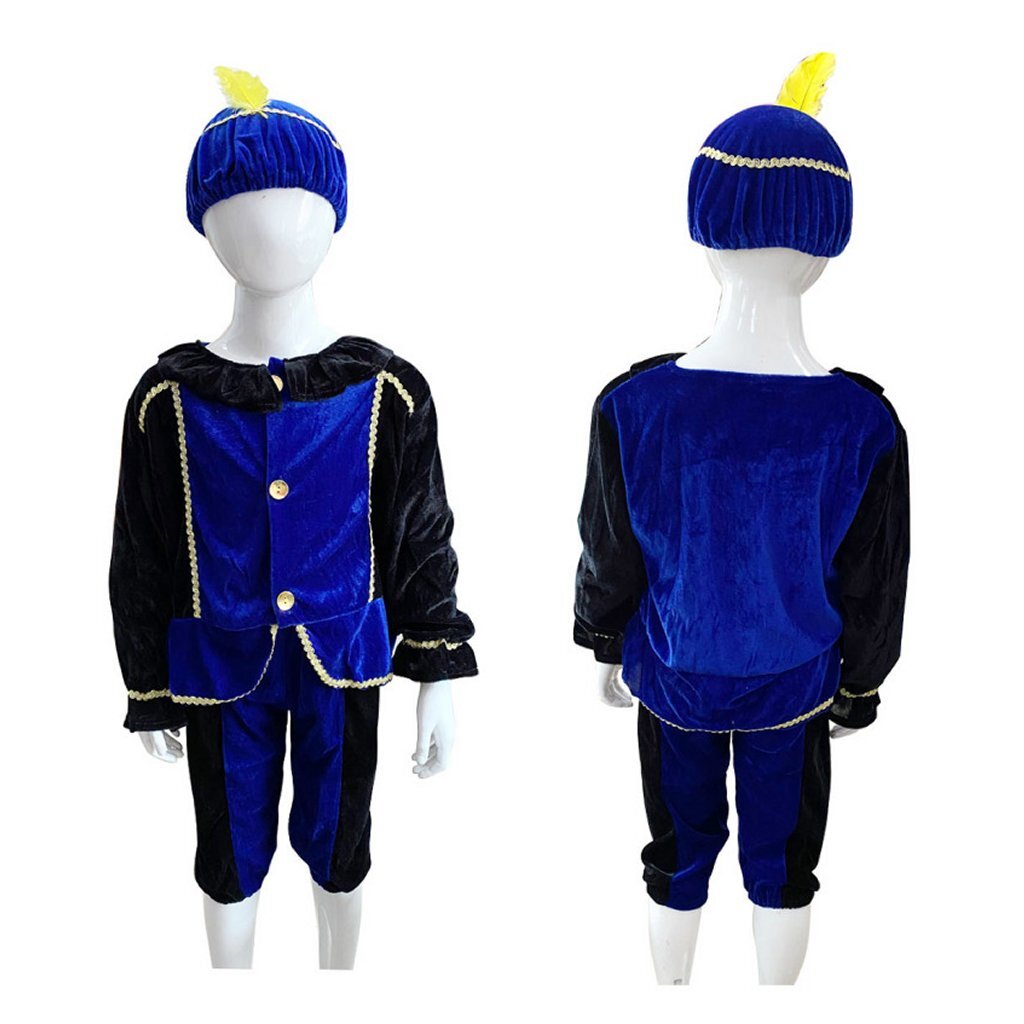 Sinterklaas Dress Set Set Pete Suit Blue-Black 5-7 anni