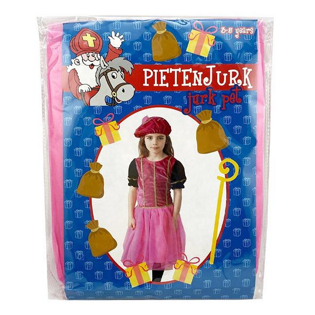 Sinterklaas klänning set pete klänning rosa lila 3-5 år