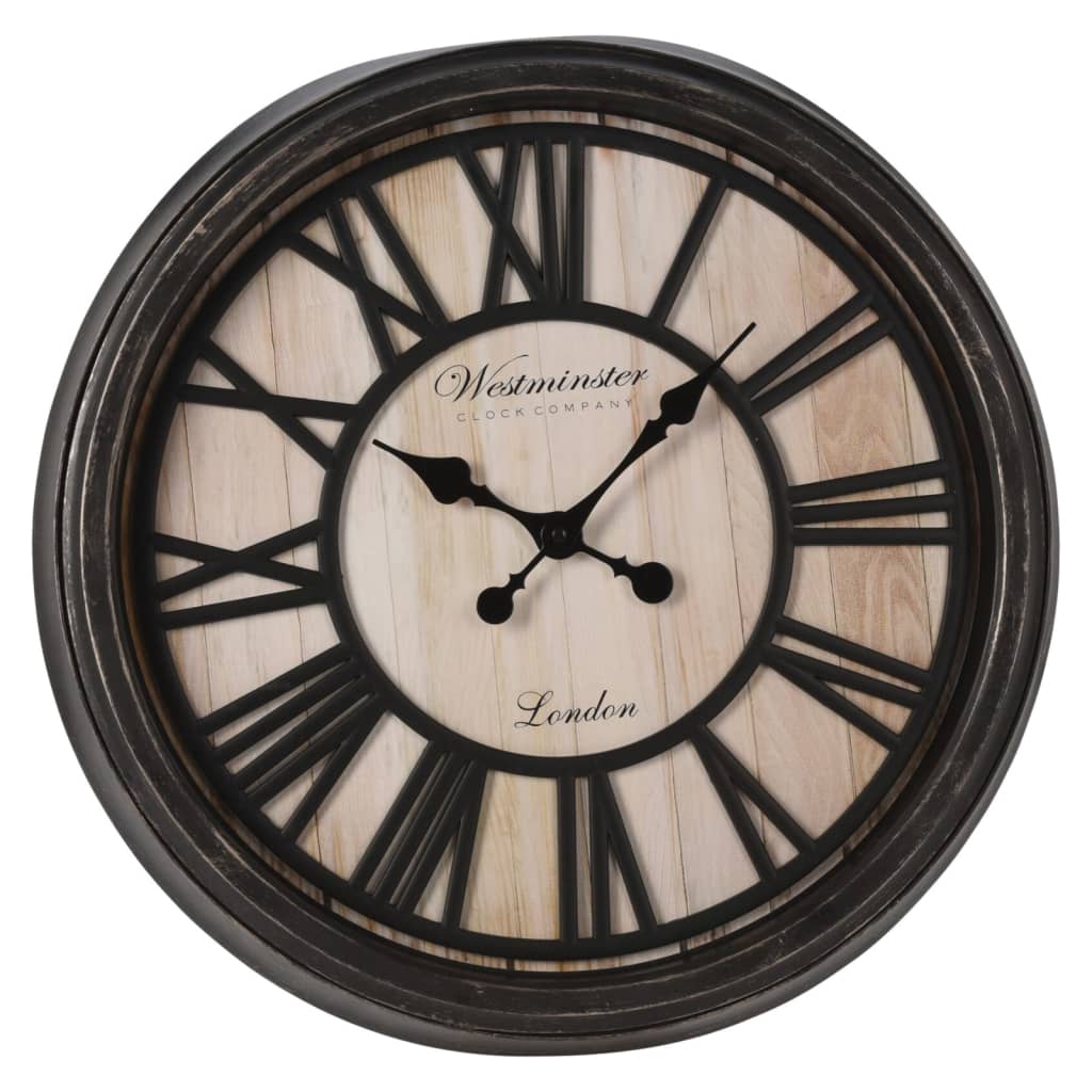 H S Collection H S Collection Wall Clock London Roman figures Black and Naturel