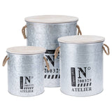 H S Collection H S Collection 3-part storage box set with rope zinc