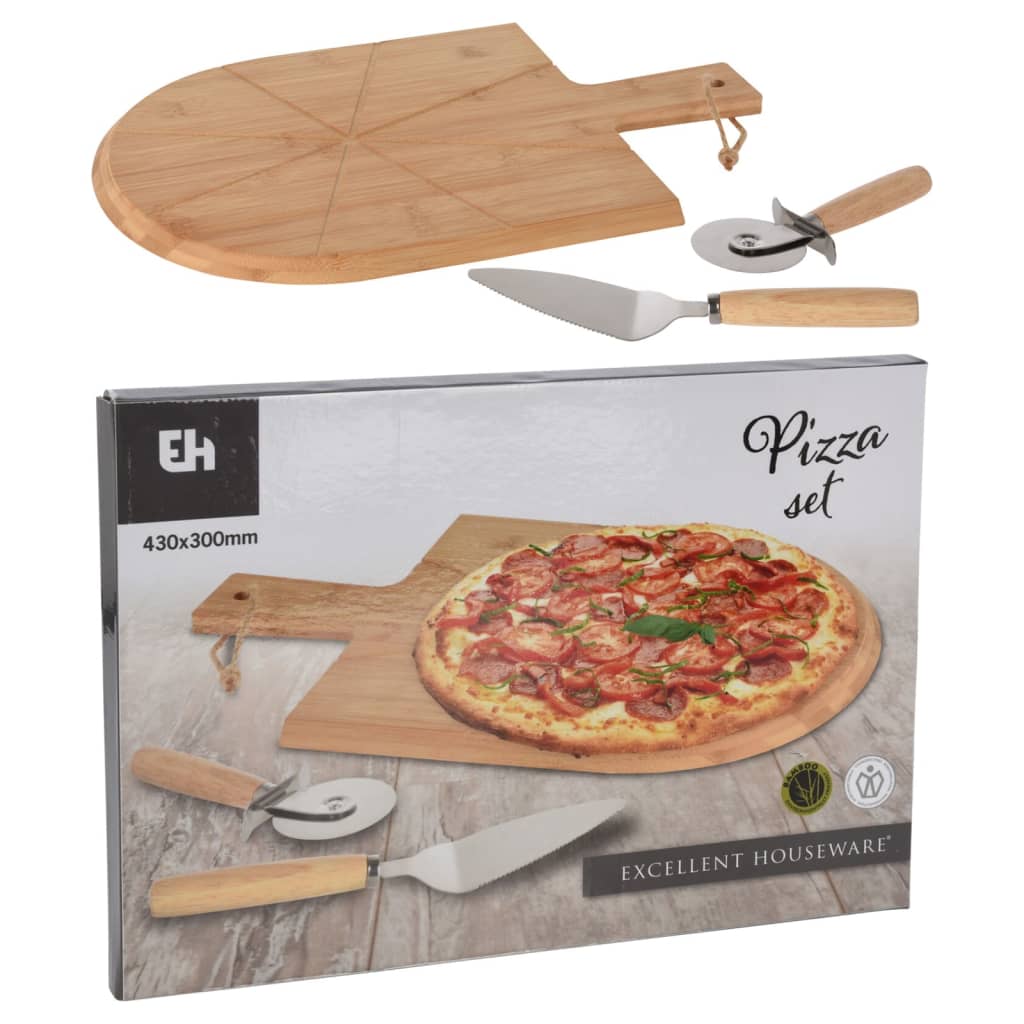 Fremragende Houseware Houseware 3-delt pizzasnijs Sæt 43x30 cm bambus