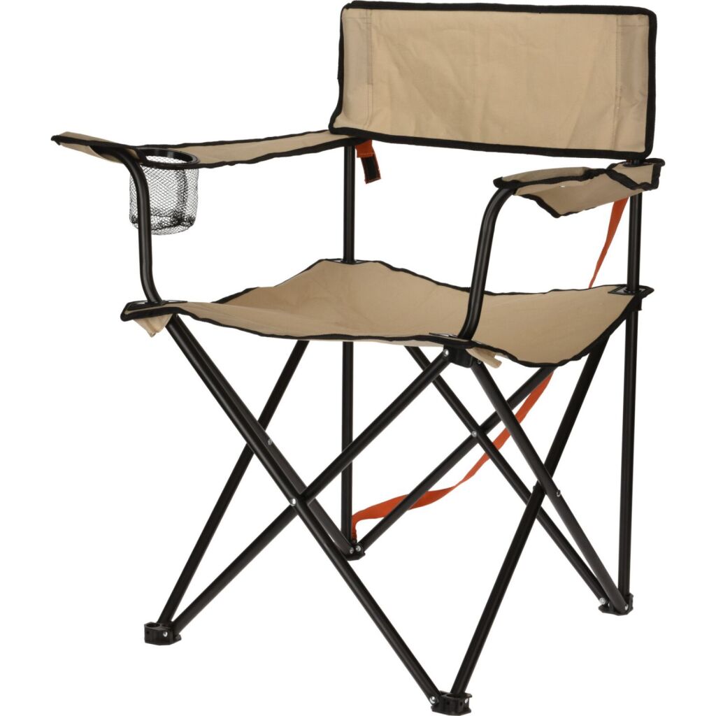 Pro Garden foldable metal camping chair light brown