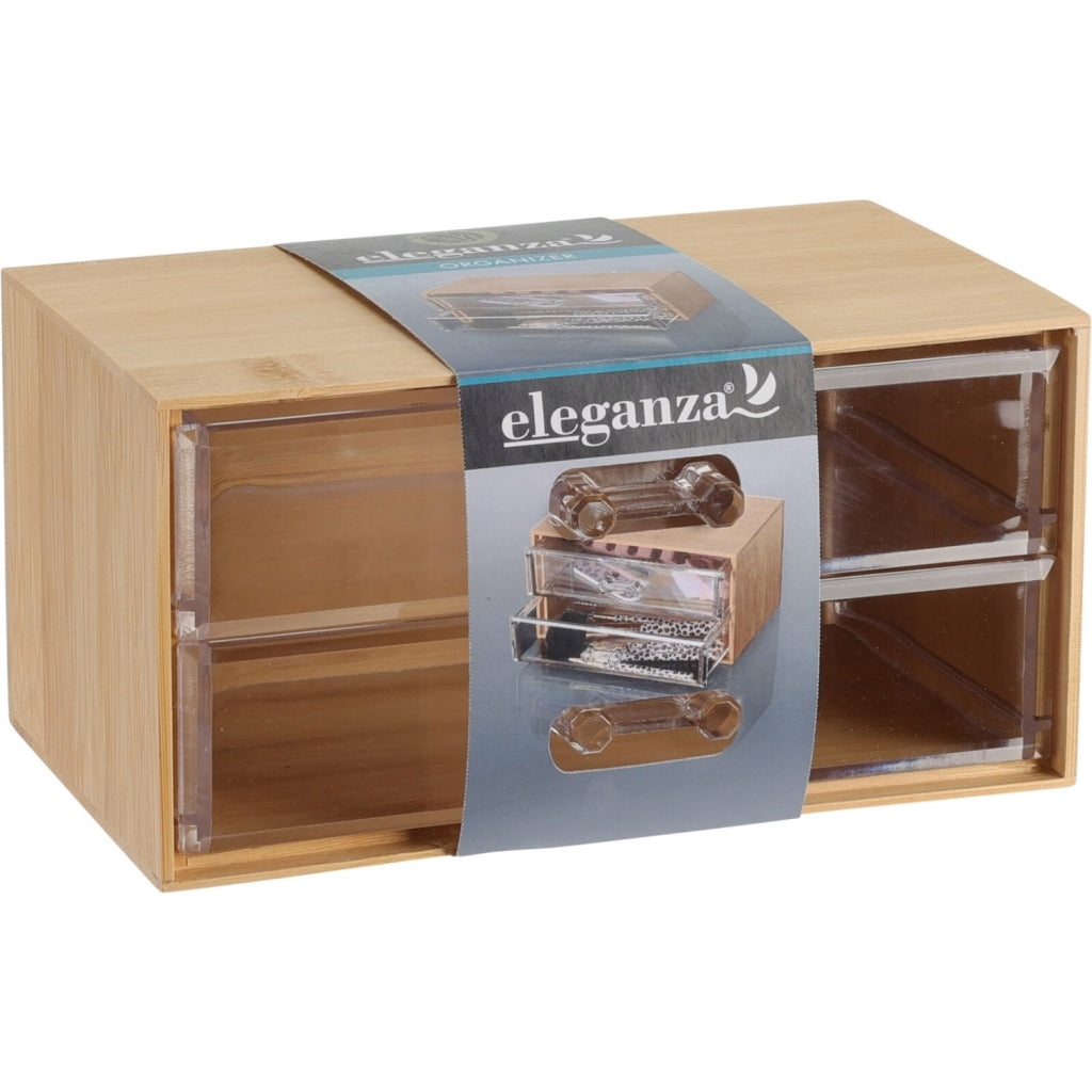 Eleganza Bamboo Organizer with 2 drawers 18.5x11.5x9.3 cm