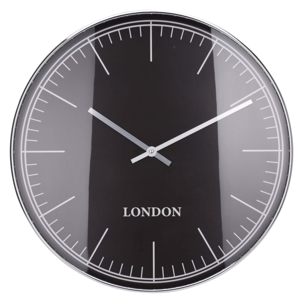 H S Collection H S Collection Wall Clock London Silver Black