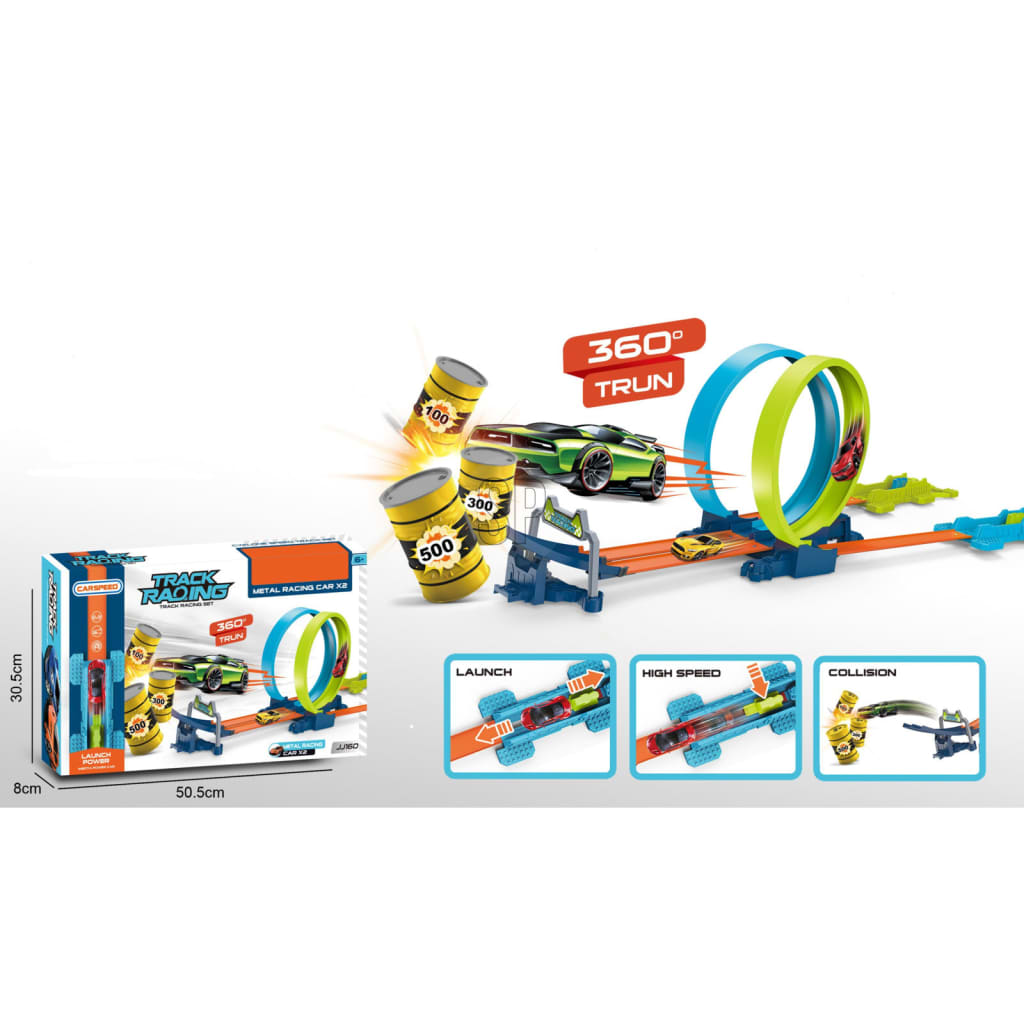 Tender Toys Auto Racebaan Looping Play Set med 2 biler