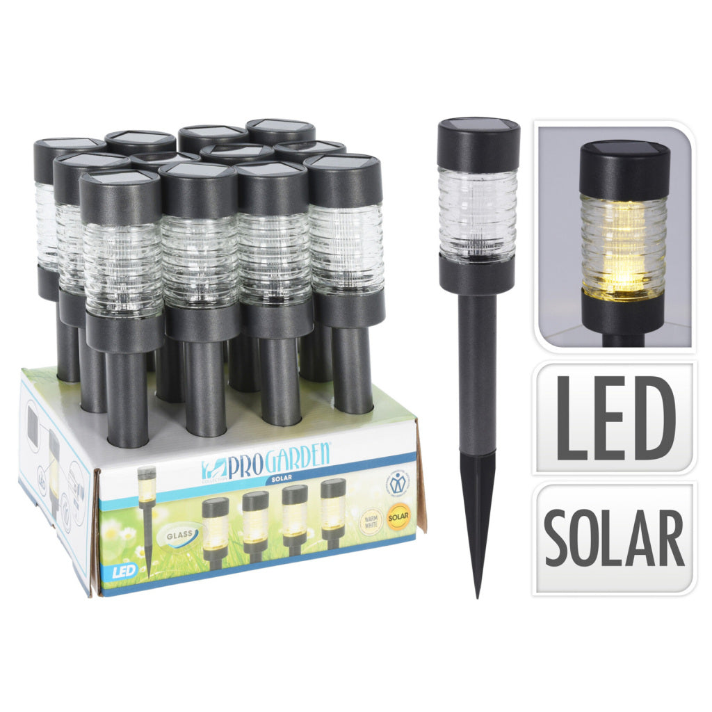 Pro garden garden solarlamp antraciet rvs glas