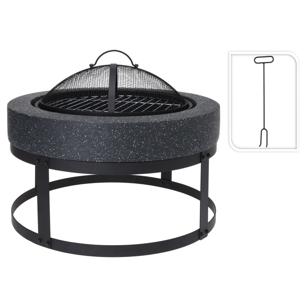 Progarden Progarden Fire Bowl avec gril autour de 50,5x50,5x37 cm noir