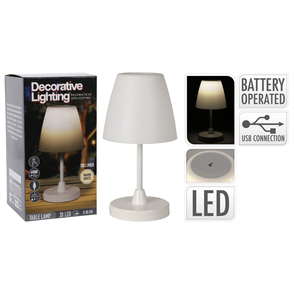 H s kolekce H S Sběrná stolní lampa LED dobíjecí 13x30 cm bílá