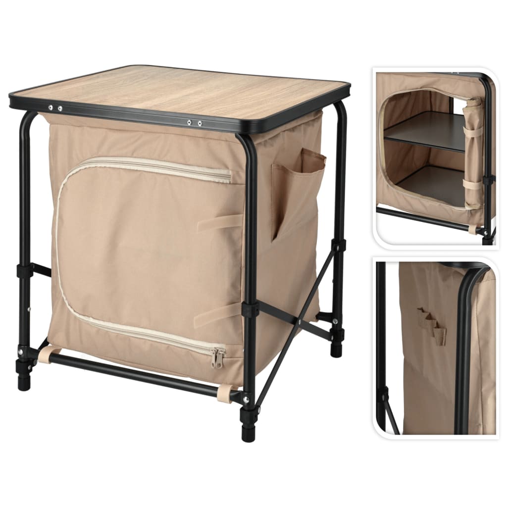 Redcliffs campingbord med skåp 48x48x53,5 cm beige