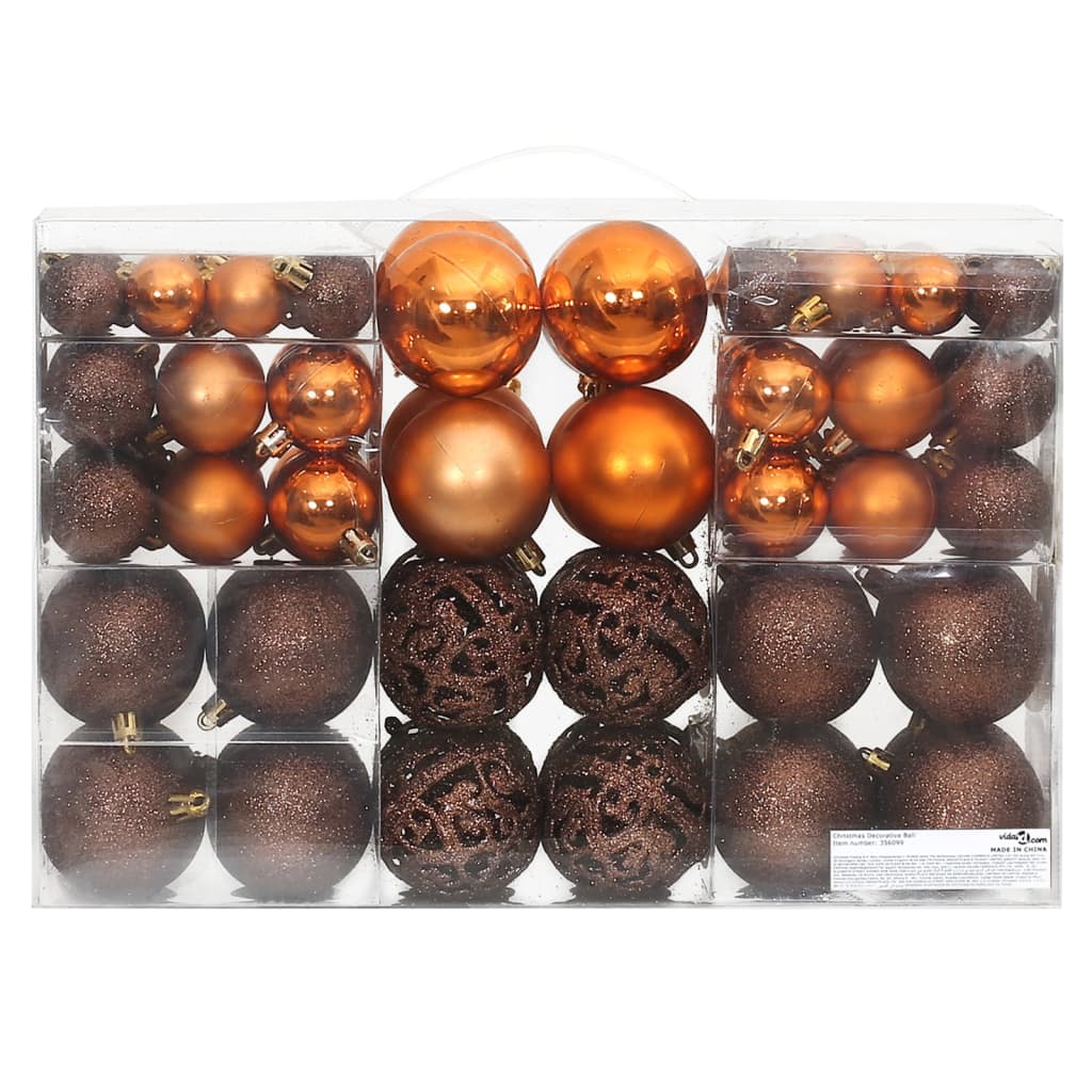 Vidaxl Boules de Noël 100 st 3 4 6 cm bruns