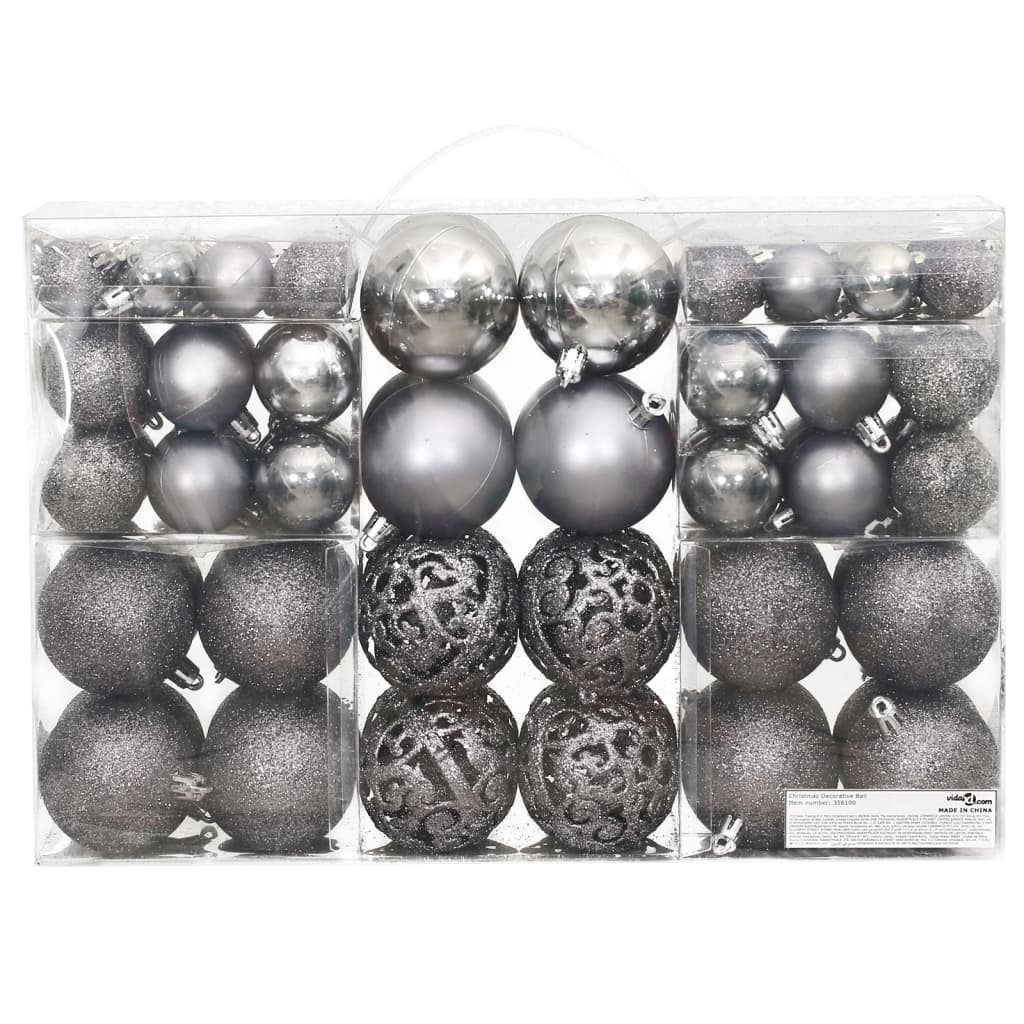 Vidaxl Christmas Balls 100 st 3 4 6 cm šedá