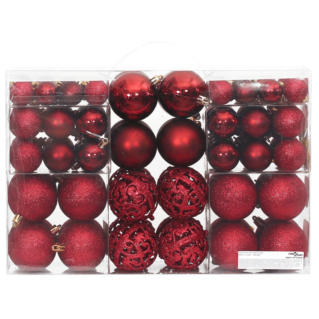 Vidaxl Christmas Balls 100 st 3 4 6 cm víno červené