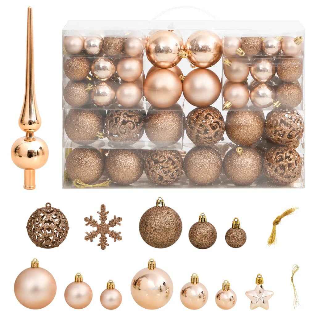 Vidaxl 111-Parts Ball de Noël Set Polystyrène Roségoud