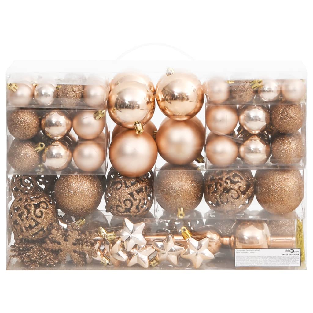 VIDAXL 111-TEIL-Weihnachtsball-Set Polystyrol Roségoud