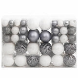 Vidaxl 111-part Christmas ball set polystyrene white and gray