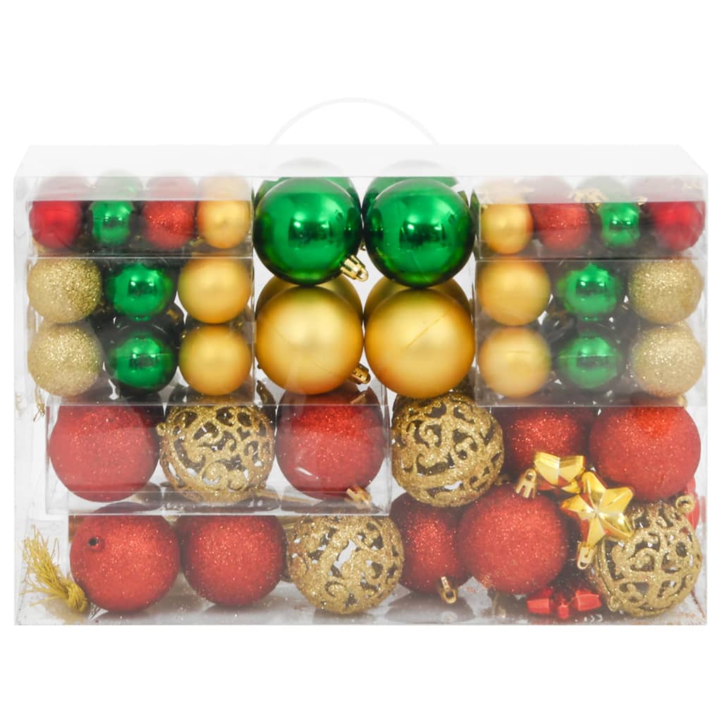 Vidaxl 112-part Christmas ball set Polystyrene red green and gold colored