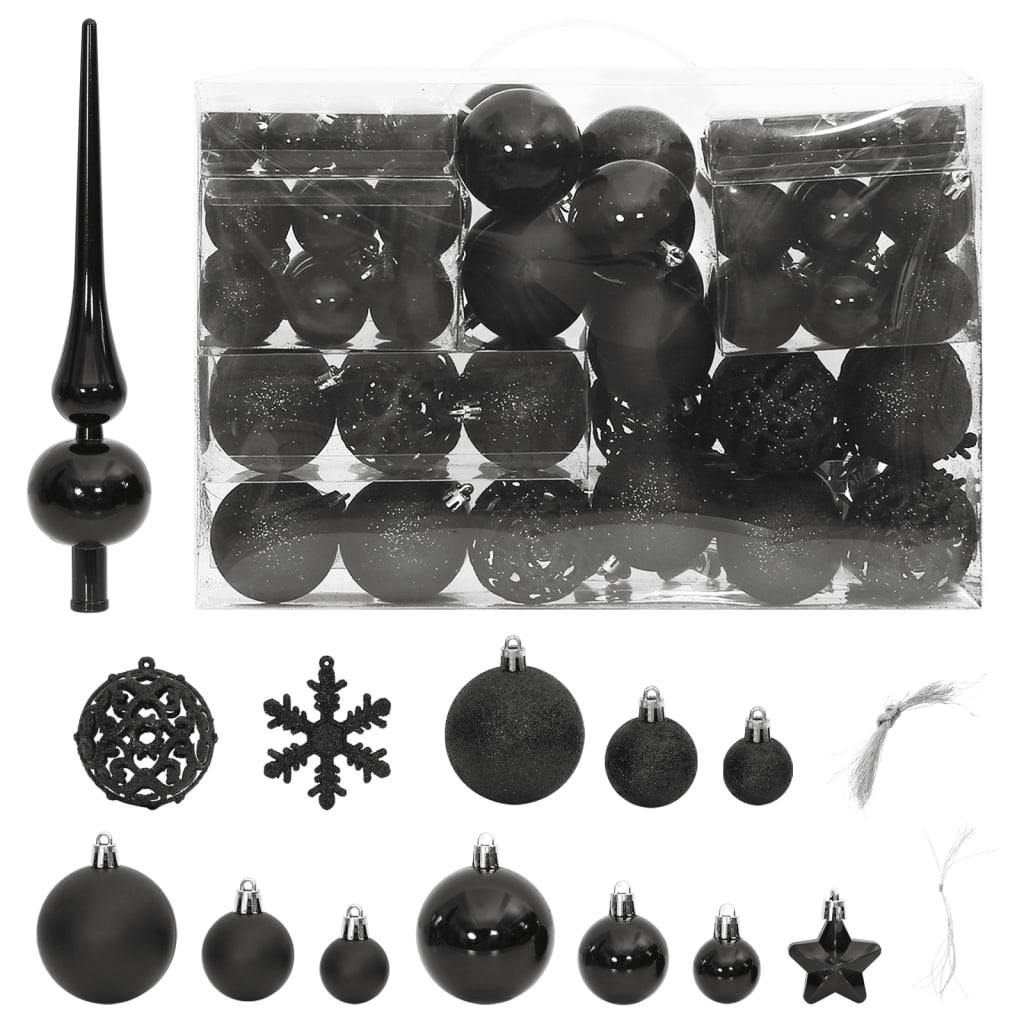 Vidaxl 111 partes Bola de Navidad Conjunto de poliestireno negro