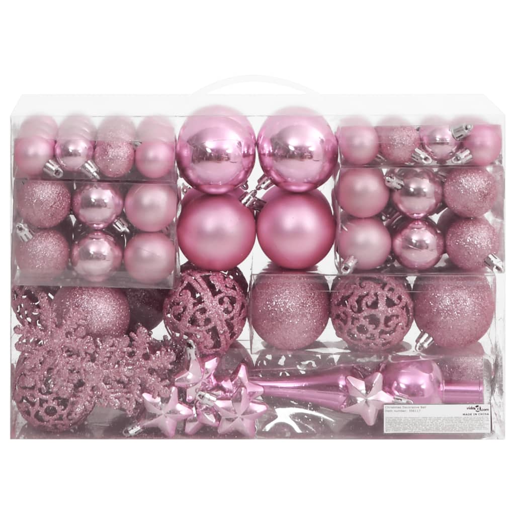 Vidaxl 111-del julboll set polystyren rosa