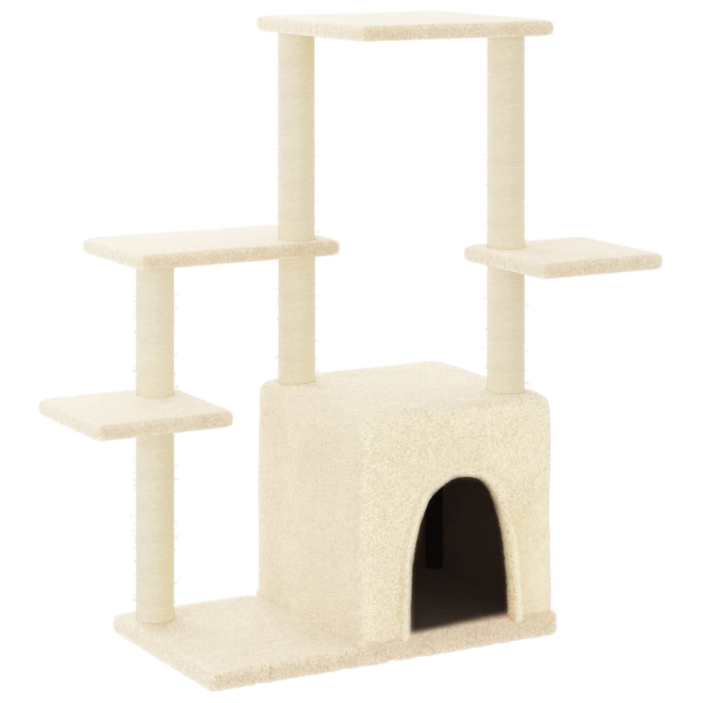 Vidaxl cat furniture with sisal scratching posts 97.5 cm cream -colored