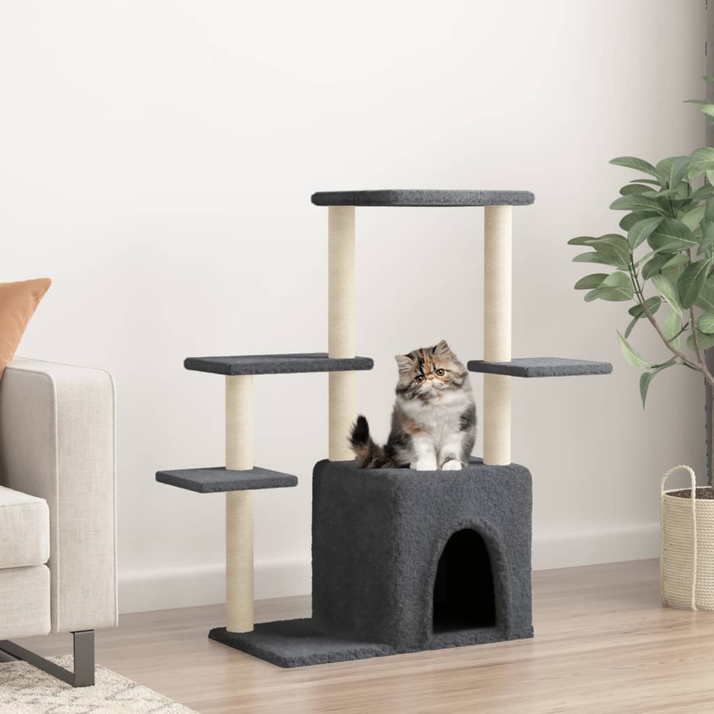 Vidaxl Cat Furniture with Sisal Stocking Posts 97,5 cm tmavě šedá