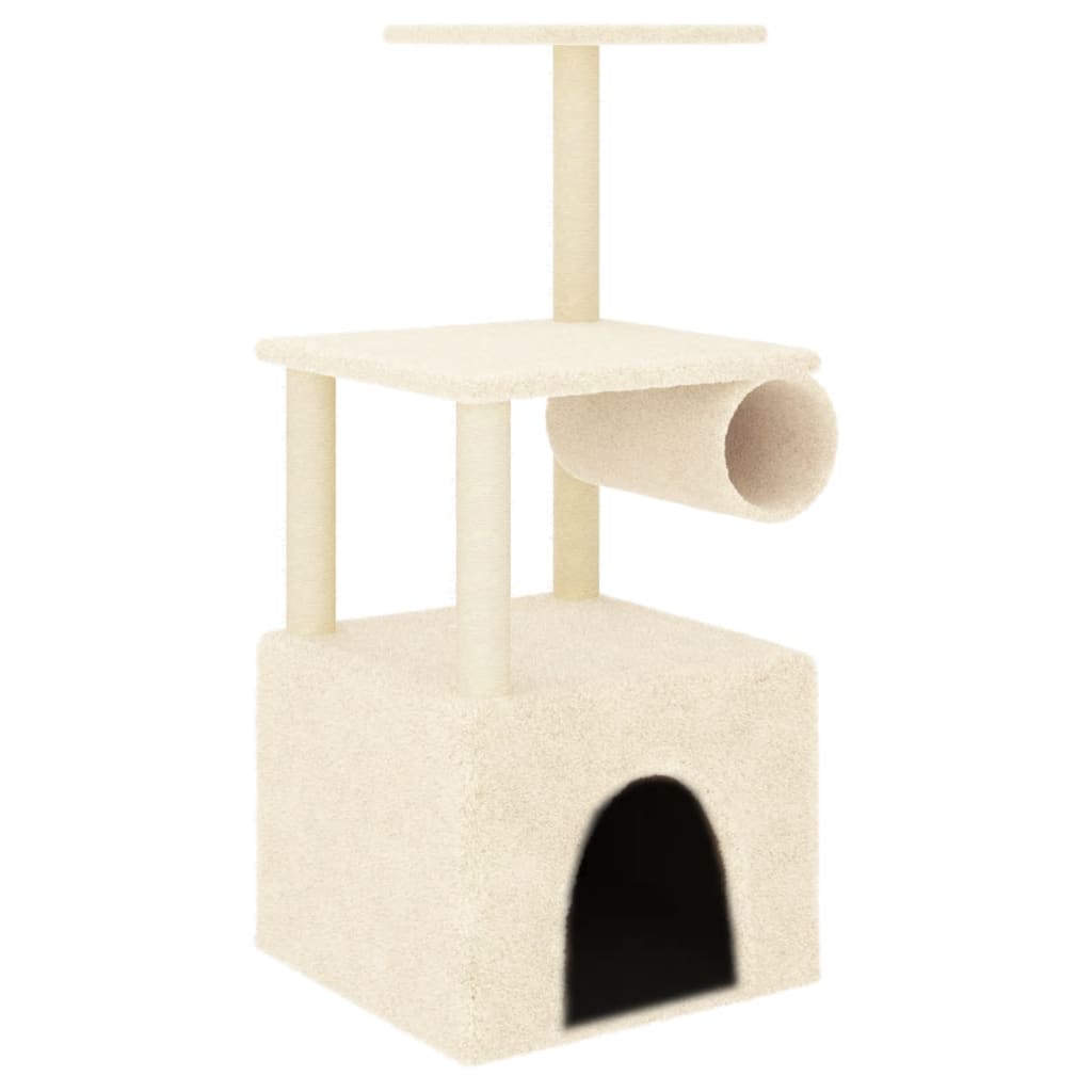 Muebles de gato de Vidaxl con postes de rascado de sisal 109.5 cm de crema -cocinado