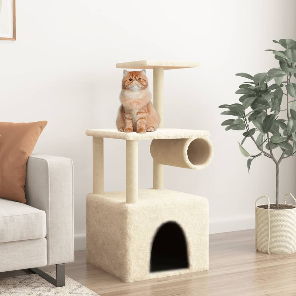 Vidaxl kattmöbler med sisal skrapstolpar 109,5 cm kräm -färgade