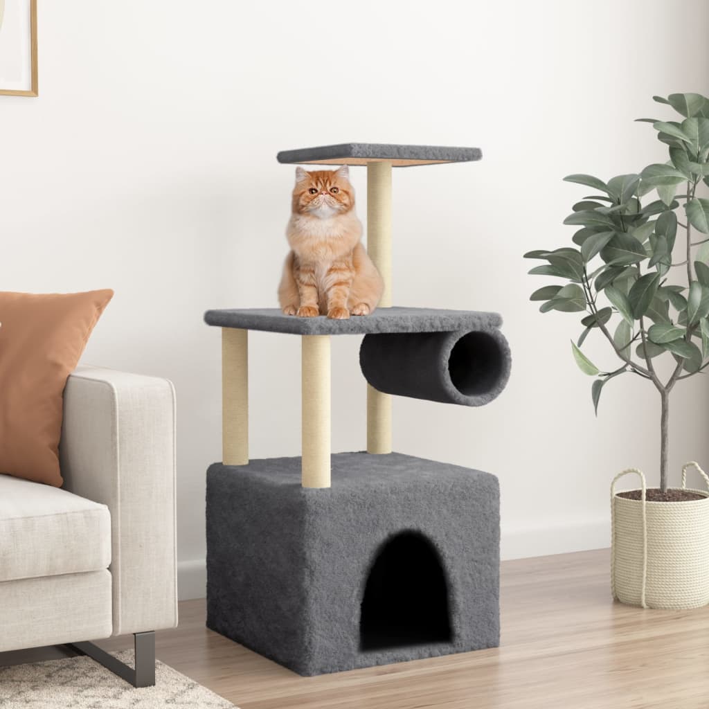 Vidaxl Cat Miwwele mat Sisal Scratching Posts 109.5 cm donkel gro