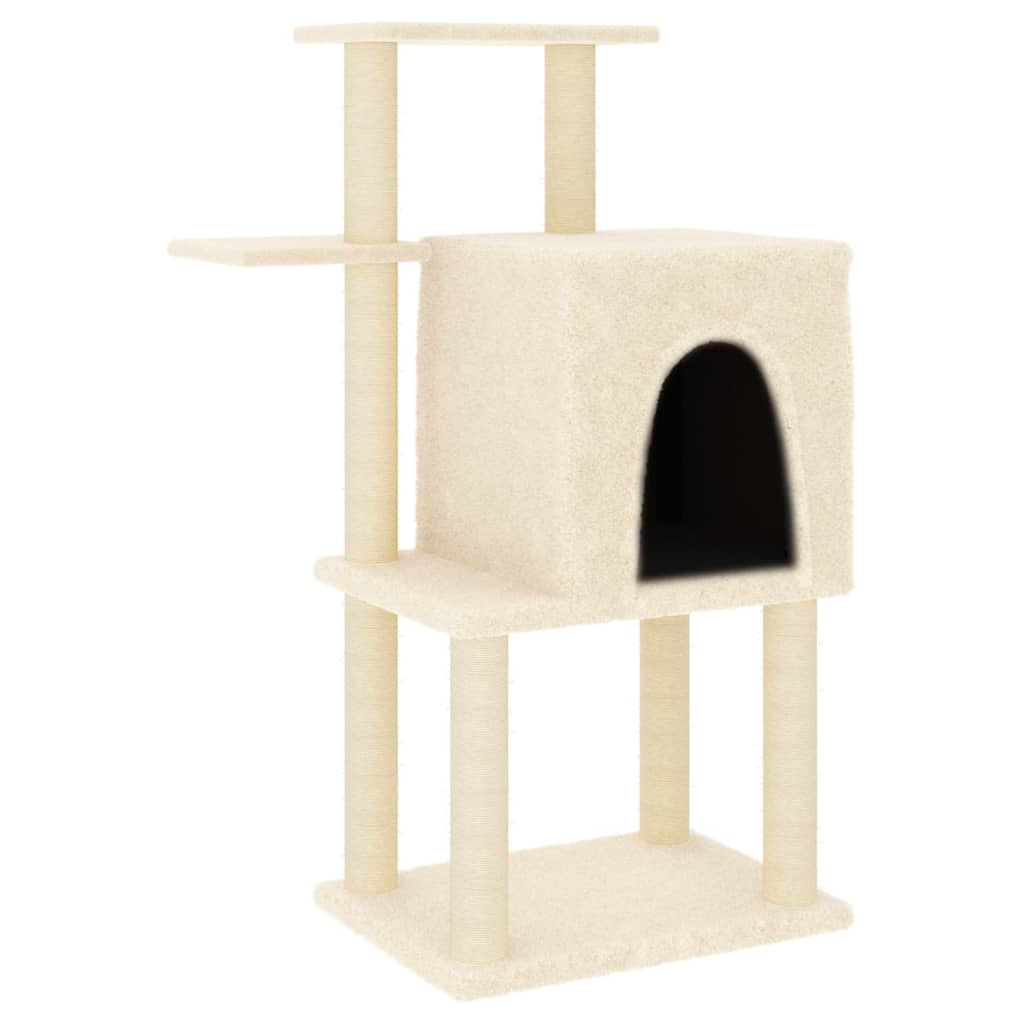 Vidaxl -Katzenmöbel mit Sisal -Kratzerposten 97 cm creme -gelenkt