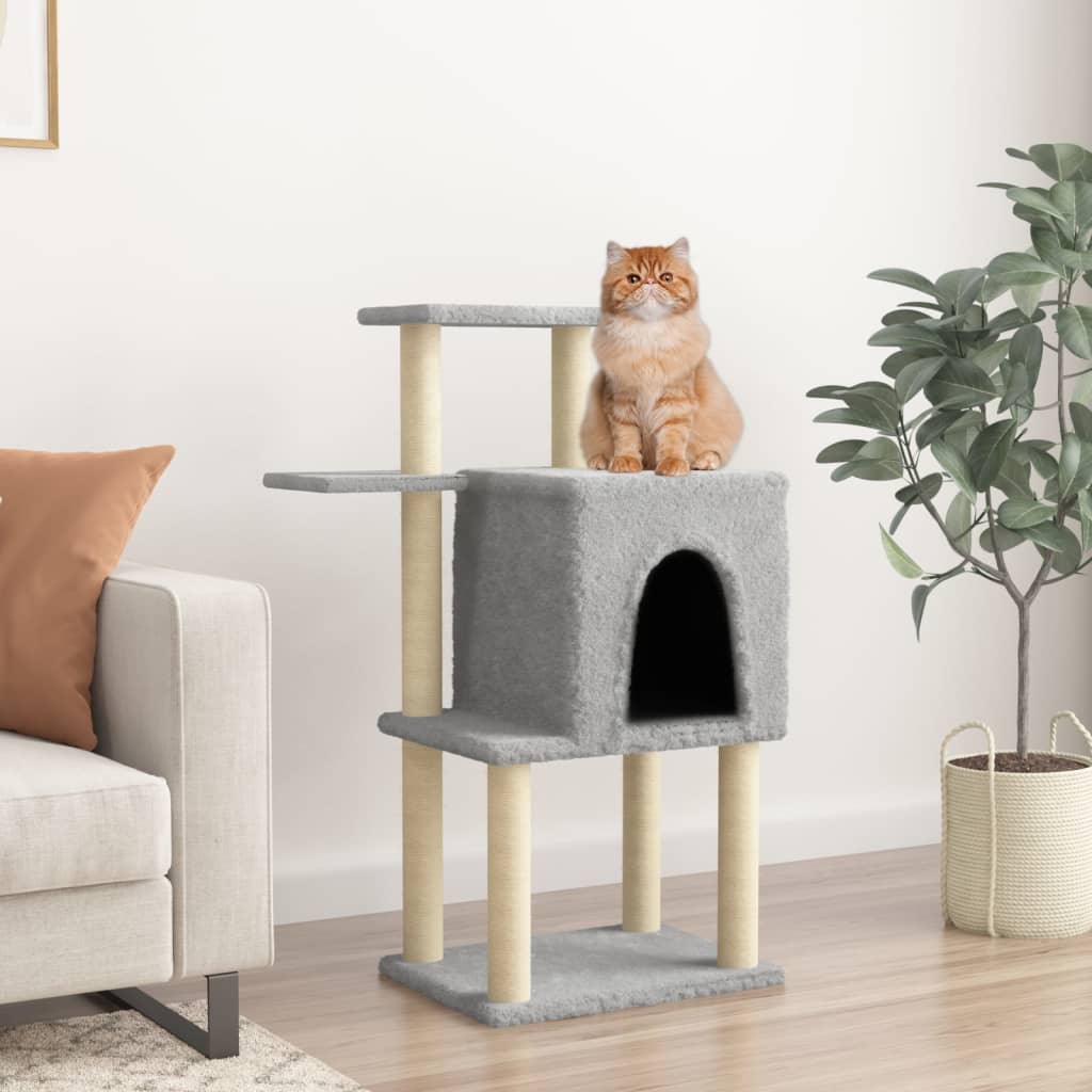 Muebles de gato de Vidaxl con postes de rascado de sisal 97 cm de gris claro