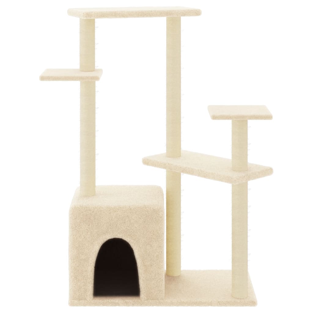 Muebles de gato de Vidaxl con postes de rascado de sisal 107.5 cm de crema