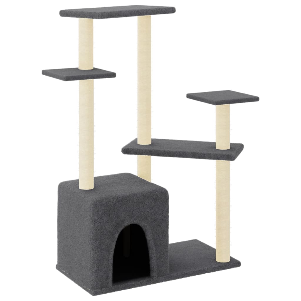 Vidaxl Cat Miwwel Miwwel mat Sisal Scratching Posts 107.5 cm donkel gro