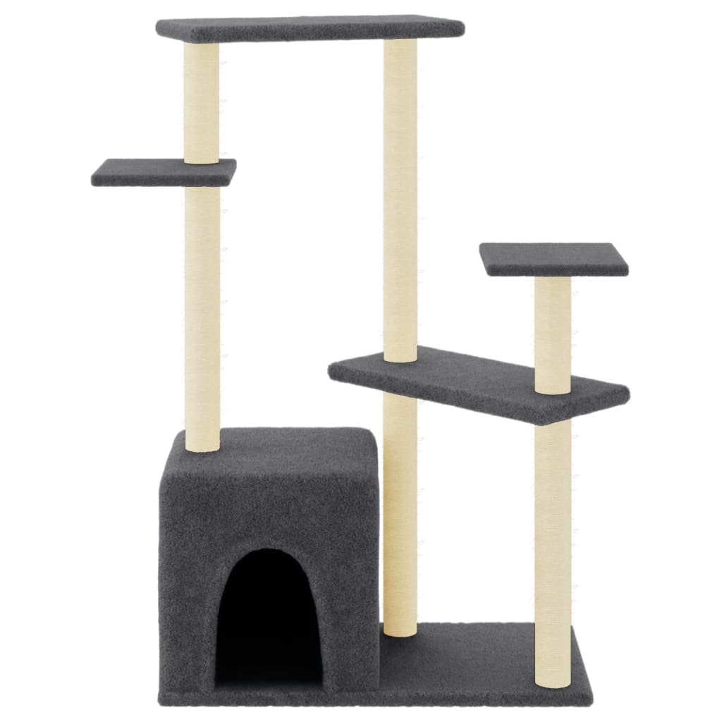 Vidaxl Cat Miwwel Miwwel mat Sisal Scratching Posts 107.5 cm donkel gro