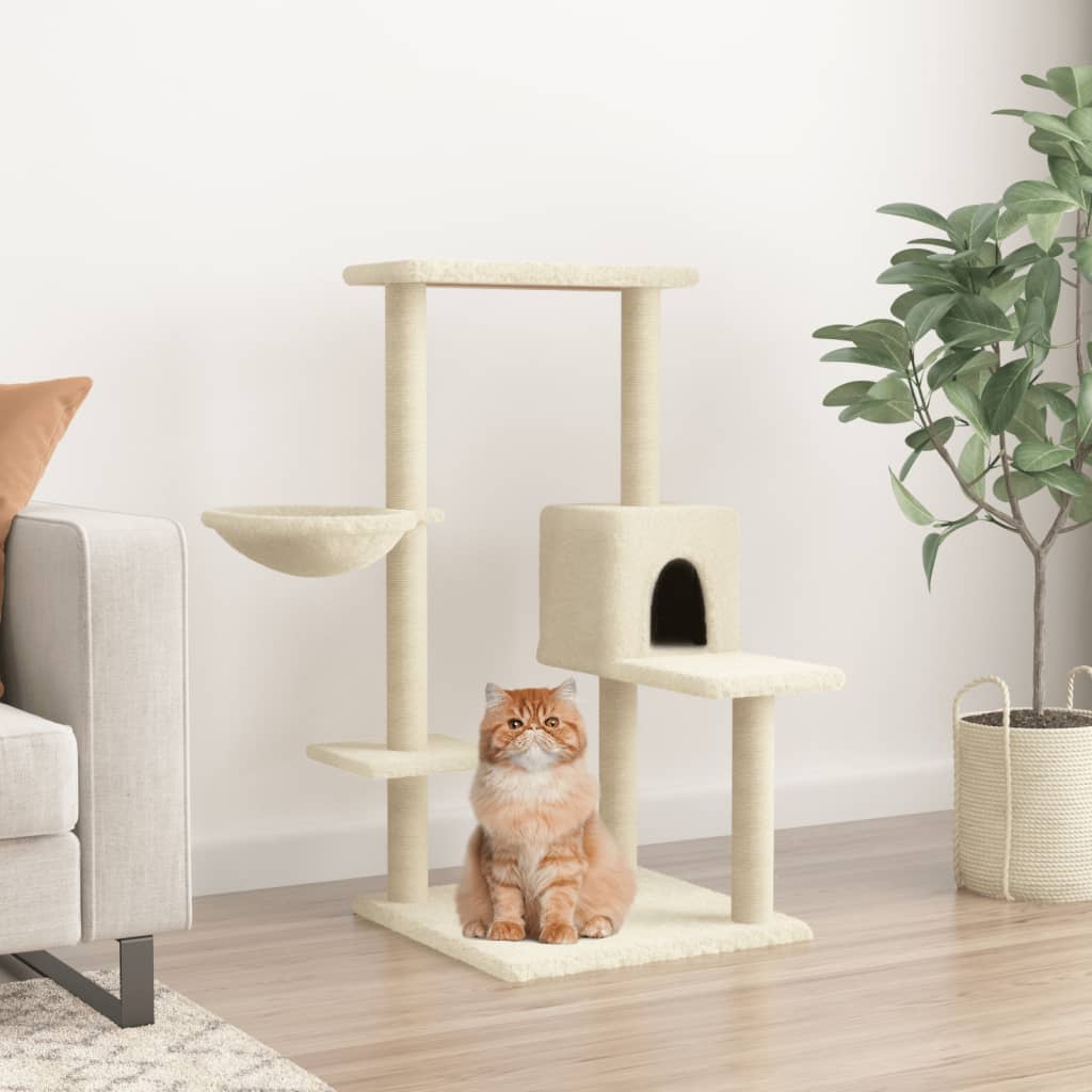 Vidaxl -Katzenmöbel mit Sisal -Kratzerposten 95 cm creme -gelenkt