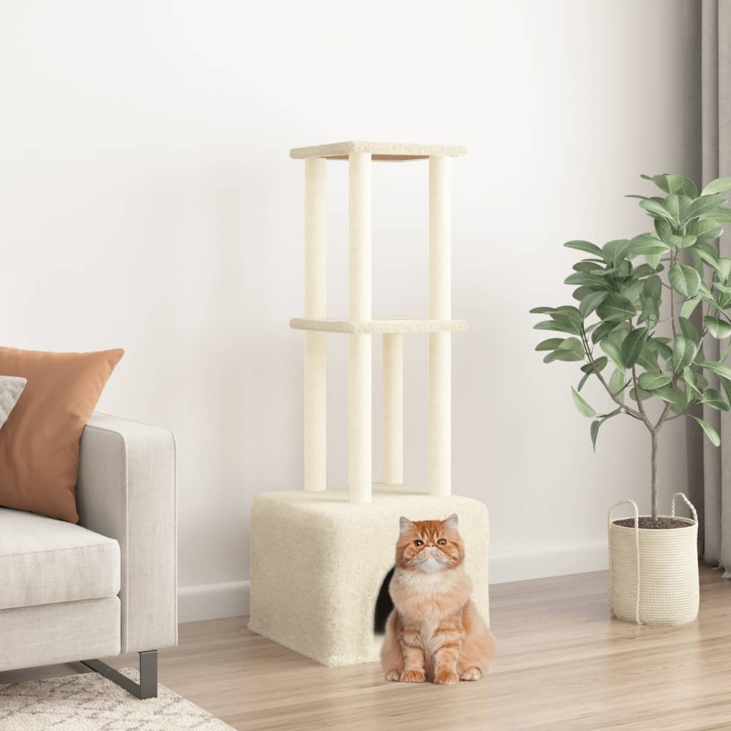 Vidaxl cat furniture with sisal scratching posts 133.5 cm cream -colored